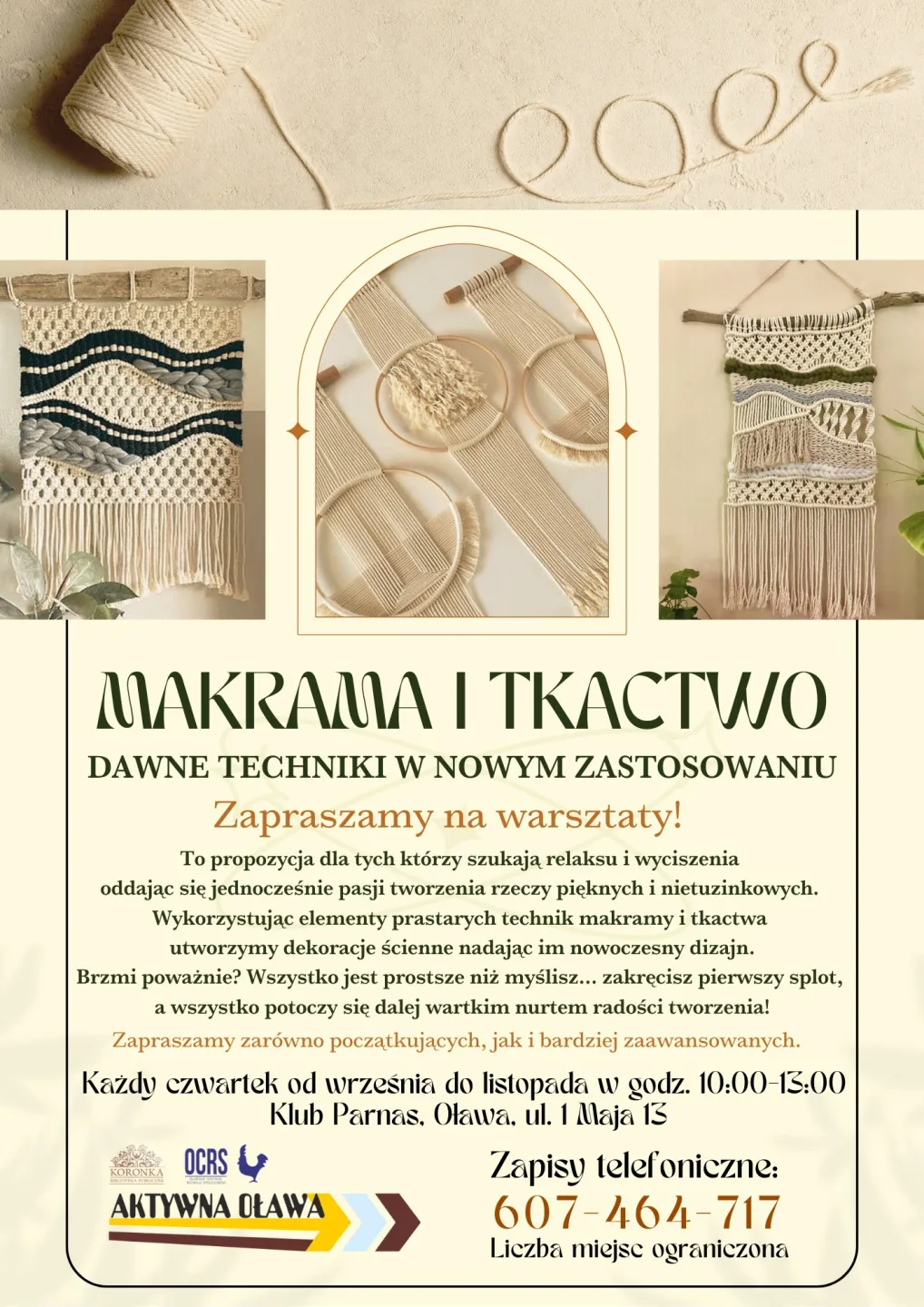 Makrama i tkactwo: zapisz się na warsztaty