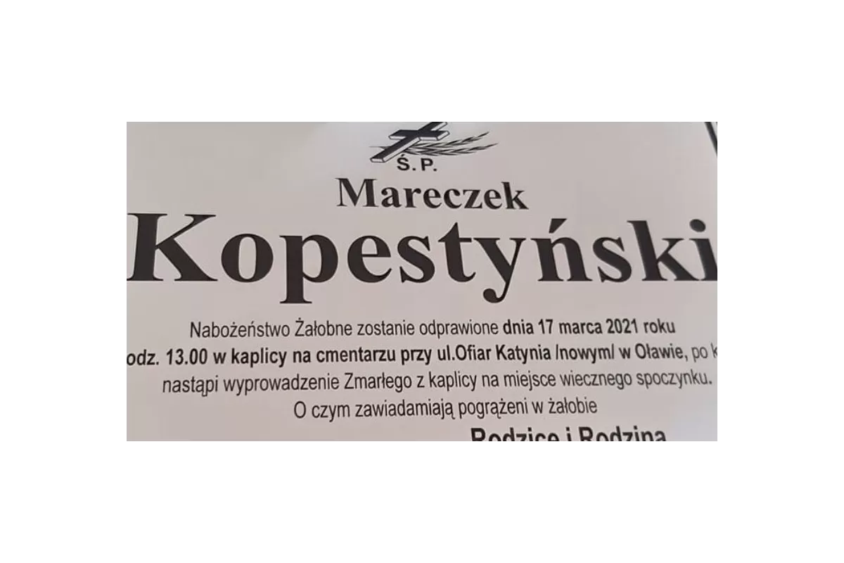 Ostatnie pożegnanie Mareczka Kopestyńskiego