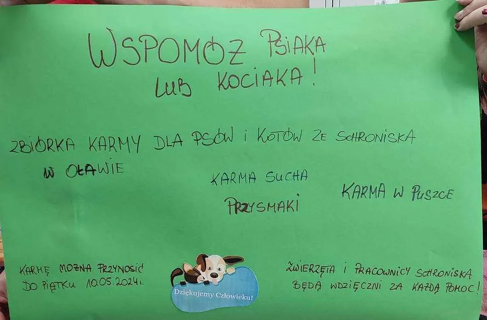 Zbierają karmę dla oławskiego przytuliska 