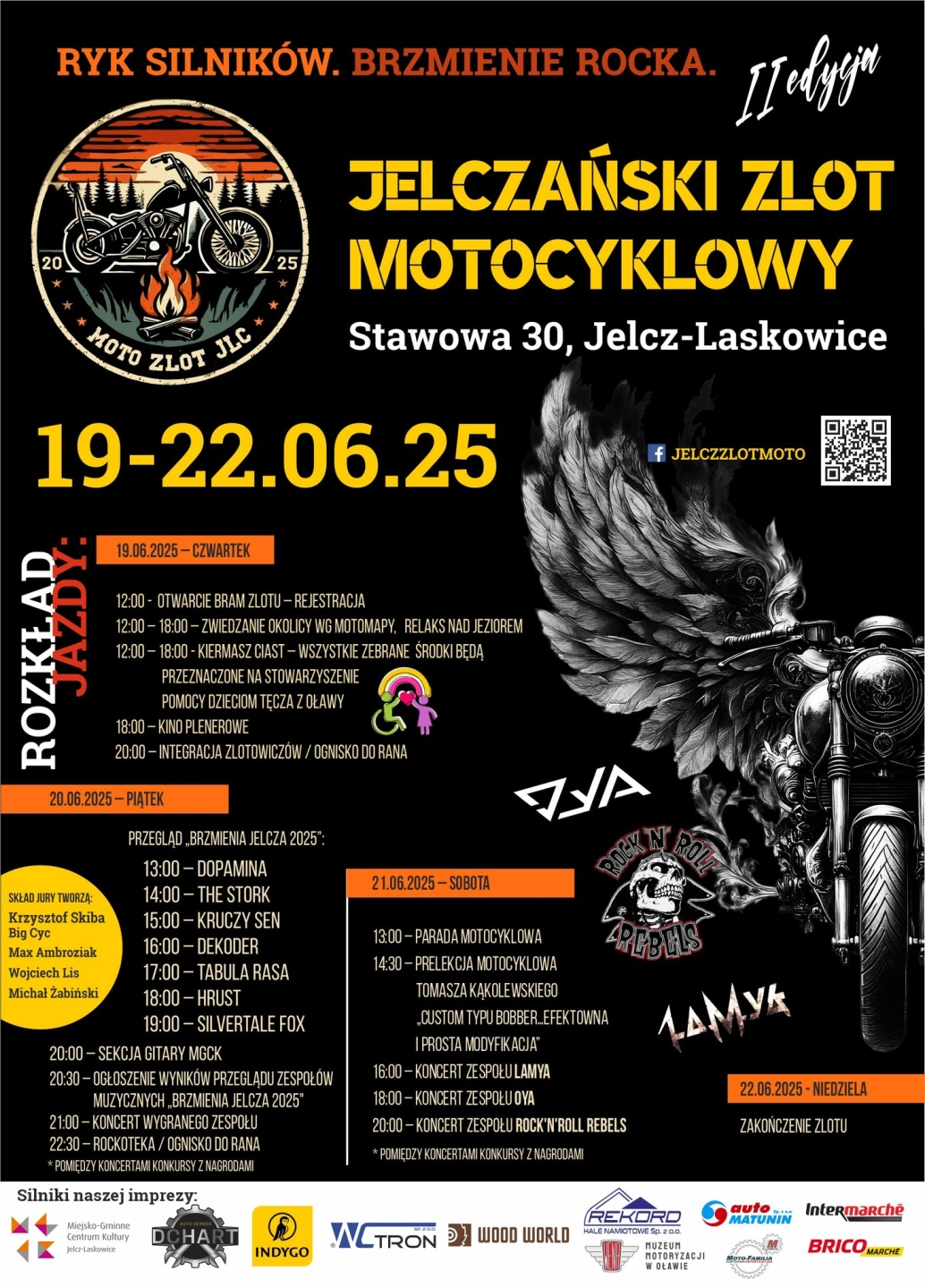 Brzmienia Jelcza - przegląd zespołów rockowych i zlot motocyklowy nad stawem