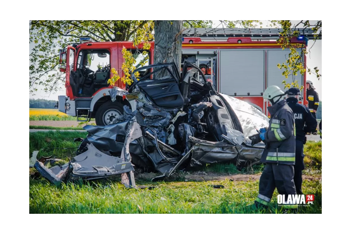 BMW roztrzaskało się o drzewo [ZDJĘCIA]