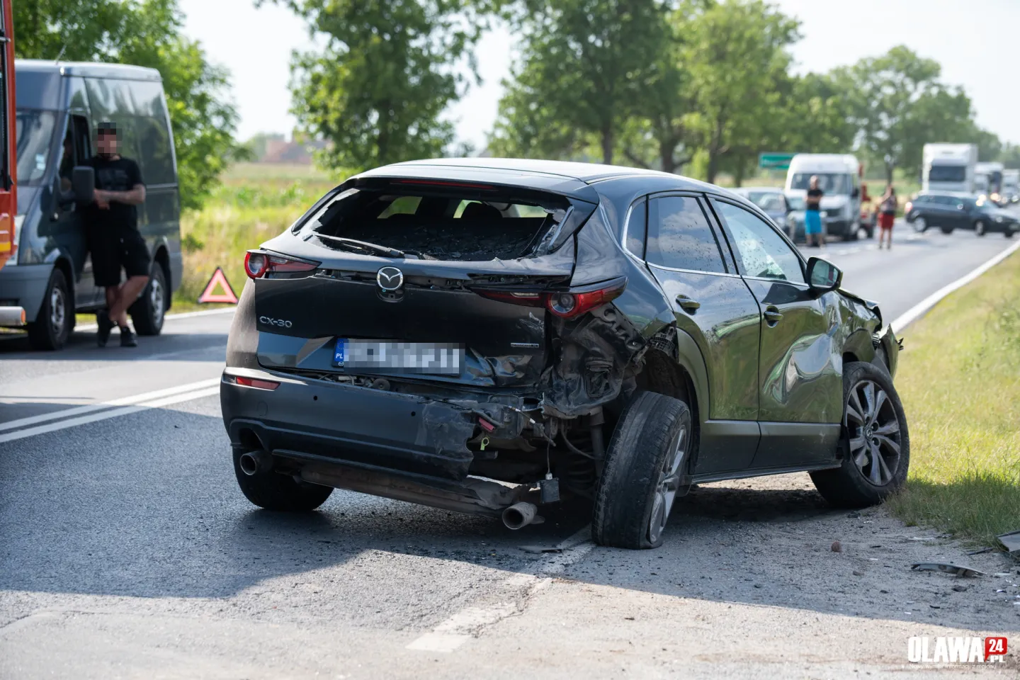 Zderzenie samochodów w Marcinkowicach. Droga zablokowana