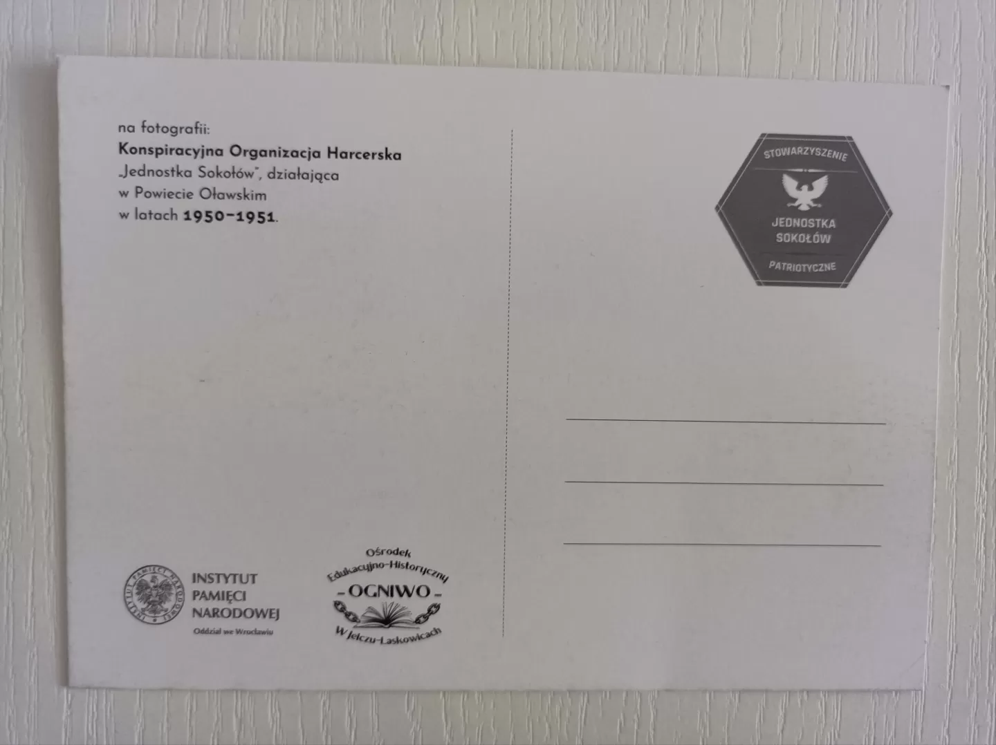 Kartka jelczańskich Sokołów w Instytucie Pamięci Narodowej 