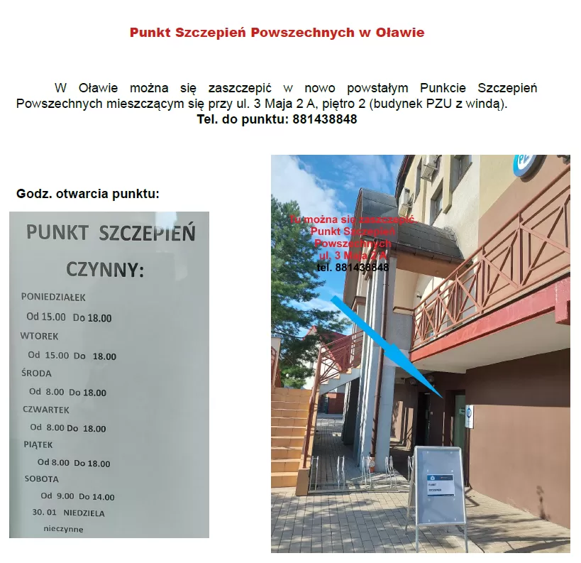 Nowy punkt szczepień w Oławie