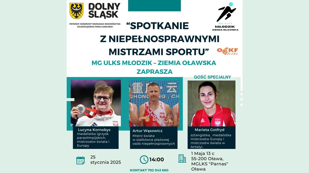 Spotkanie z niepełnosprawnymi mistrzami sportu w Oławie