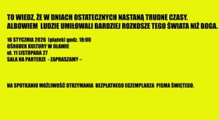 Społeczność Ewangelicznie Wierzących Chrześcijan zaprasza na spotkanie dotyczące Słowa Bożego