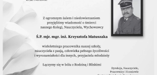 CKZiU w Oławie żegna nauczyciela. Nie żyje Krzysztof Matuszak