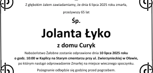 Ostatnie pożegnanie Jolanty Łyko