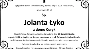 Ostatnie pożegnanie Jolanty Łyko