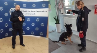 Pies policyjny z wizytą w szkole
