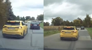 Niebezpieczna jazda żółtego Mercedesa [VIDEO]