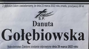 Zmarła Danuta Gołębiowska. Rodzina informuje o jej pogrzebie