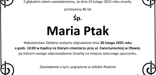 Ostatnie pożegnanie Marii Ptak