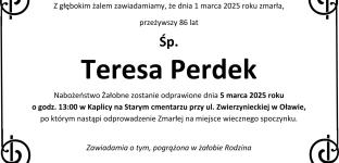 Zmarła Teresa Perdek