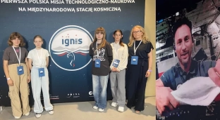 Kosmiczne spotkanie uczennic z Marcinkowic z polskim astronautą