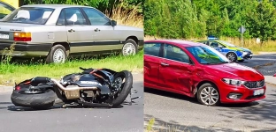 Groźne zderzenie tuż obok szpitala. Motocyklistka ranna