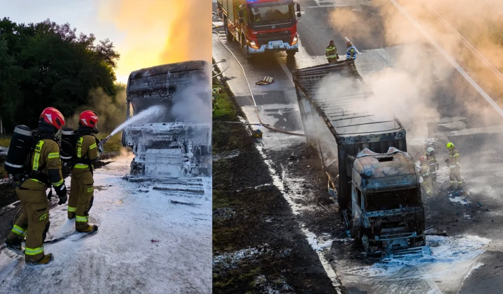 Pożar ciężarówki na A4. Droga w stronę Katowic może być zablokowana do północy