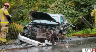 Wypadek w lesie. Są utrudnienia w przejeździe