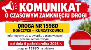 Droga Kończyce-Kurzątkowice będzie czasowo zamknięta