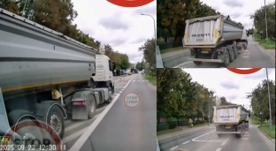 Szalona jazda ciężarówki w Oławie. Wszystko nagrała kamera