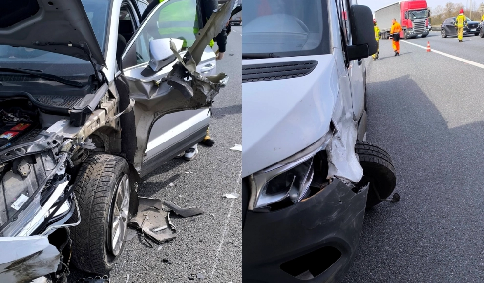 Zderzenie trzech pojazdów na A4. Utrudnienia przy węźle Brzezimierz