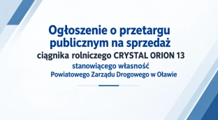 Ogłoszenie o przetargu publicznym na sprzedaż ciągnika rolniczego