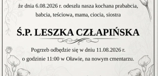 Nie żyje Leszka Szałapińska