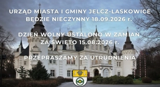 Urząd Miasta i Gminy Jelcz-Laskowice będzie nieczynny