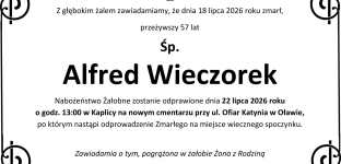Nie żyje Alfred Wieczorek