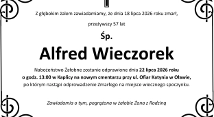 Nie żyje Alfred Wieczorek