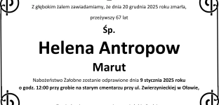 Nie żyje Helena Antropow