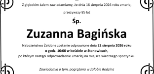 Ostatnie pożegnanie Zuzanny Bagińskiej