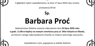 Odeszła Barbara Proć