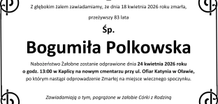 Ostatnie pożegnanie Bogumiły Polkowskiej