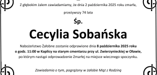 Ostatnie pożegnanie Cecylii Sobańskiej