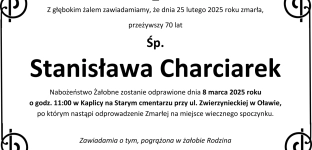 Nie żyje Stanisława Charciarek