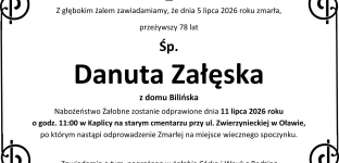 Ostatnie pożegnanie Danuty Załęskiej z domu Bilińskiej