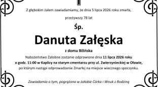 Ostatnie pożegnanie Danuty Załęskiej z domu Bilińskiej