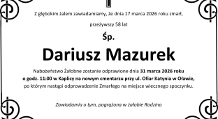 Nie żyje Dariusz Mazurek