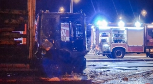Pożar ciężarówek na MOP Oleśnica Mała