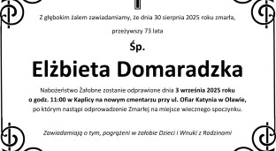 Ostatnie pożegnanie Elżbiety Domaradzkiej