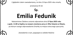Zmarła Emilia Fedunik