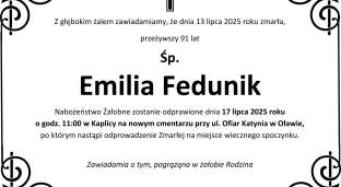 Zmarła Emilia Fedunik