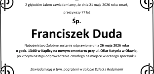 Ostatnie pożegnanie Franciszka Dudy