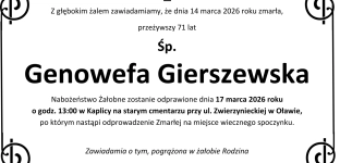 Ostatnie pożegnanie Genowefy Gierszewskiej