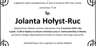 Ostatnie pożegnanie Jolanty Hołyst-Ruc