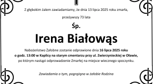 Nie żyje Irena Białowąs