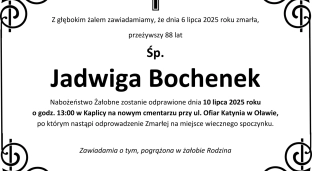 Zmarła Jadwiga Bochenek