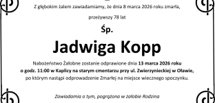 Ostatnie pożegnanie Jadwigi Kopp