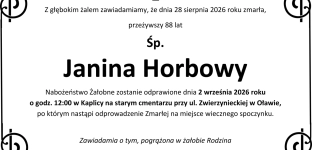 Ostatnie pożegnanie Janiny Horbowy